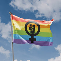 Realistic Feminist LGBT Black Flag - Flag Republic