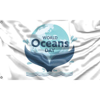 World Oceans Day Whale Tail Flag - Flag Republic