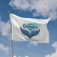 World Oceans Day Whale Tail Flag - Flag Republic