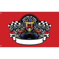 Racer Wearing Helmet Flag