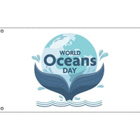 World Oceans Day Whale Tail Flag - Flag Republic