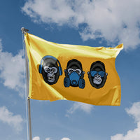 Three Wise Monkeys Modern Edition Flag