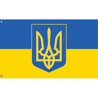 Ukraine Flag with Crest - Flag Republic
