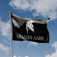 Black Mono Labe Flag with Spartan