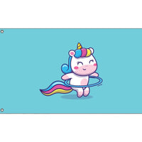 Cute Unicorn in Blue Flag