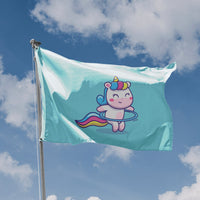Cute Unicorn in Blue Flag