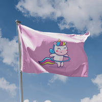 Cute Unicorn in Pink Flag