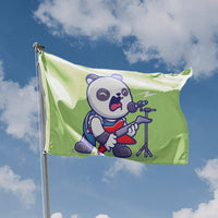 Panda Rocker Lime Background Flag | - Flag Republic