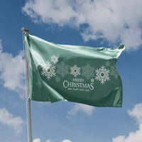 Merry Christmas in Green Background Flag