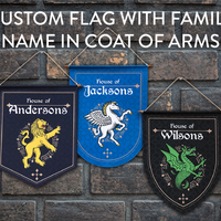 Medieval Style Personalized Family Banner with Mythical Creatures