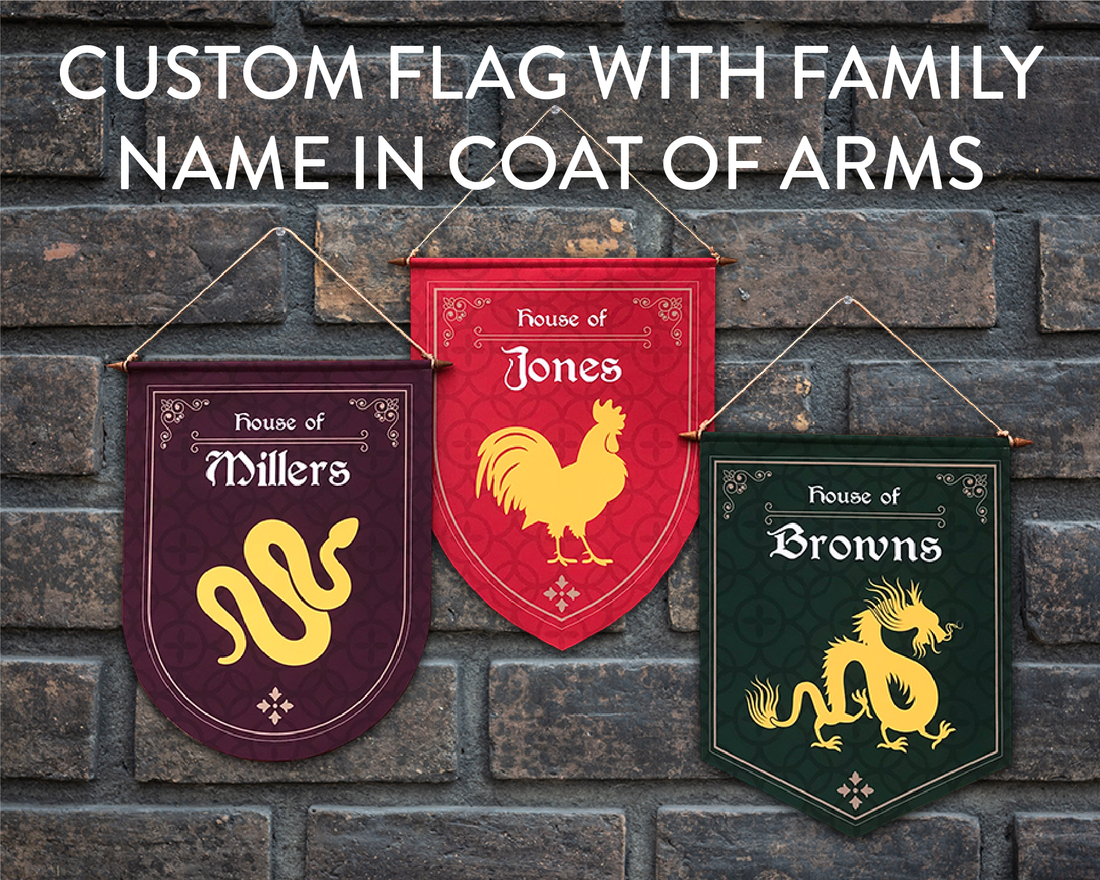 Medieval Style Personalized Family Banner with Chinese Zodiac Signs