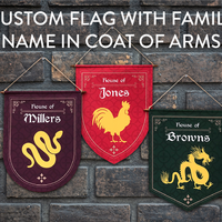 Medieval Style Personalized Family Banner with Chinese Zodiac Signs