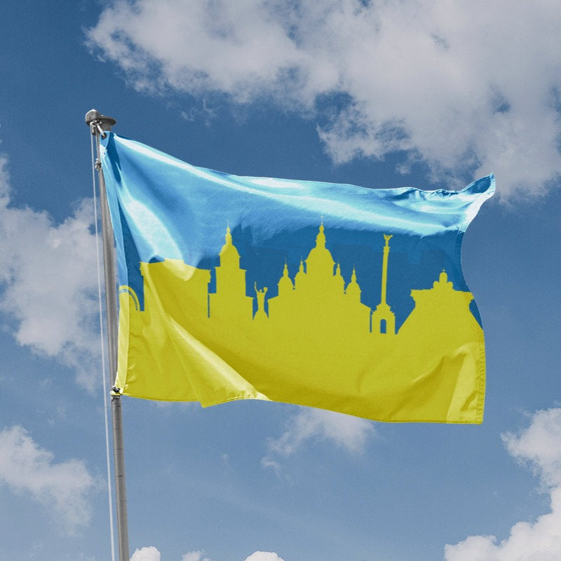 Kyiv Skyline Flag