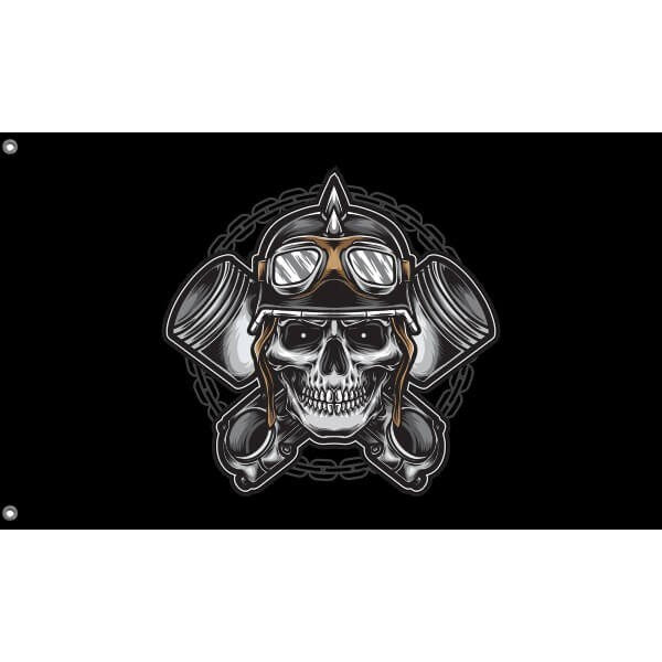 Skull Biker Flag IV Flag - Flag Republic