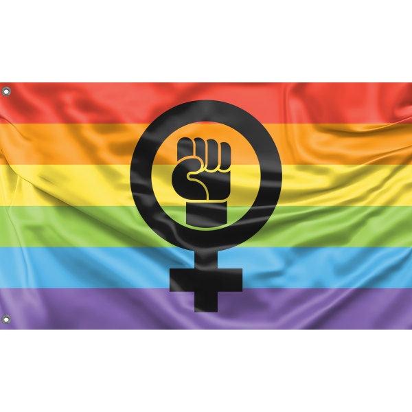 Realistic Feminist LGBT Black Flag - Flag Republic