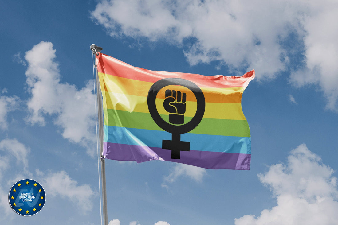 Realistic Feminist LGBT Black Flag - Flag Republic