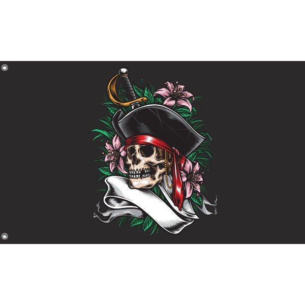 Pirate Flag With Flowers - Flag Republic