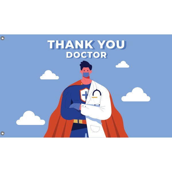 Thank You Doctor Blue Flag - Flag Republic