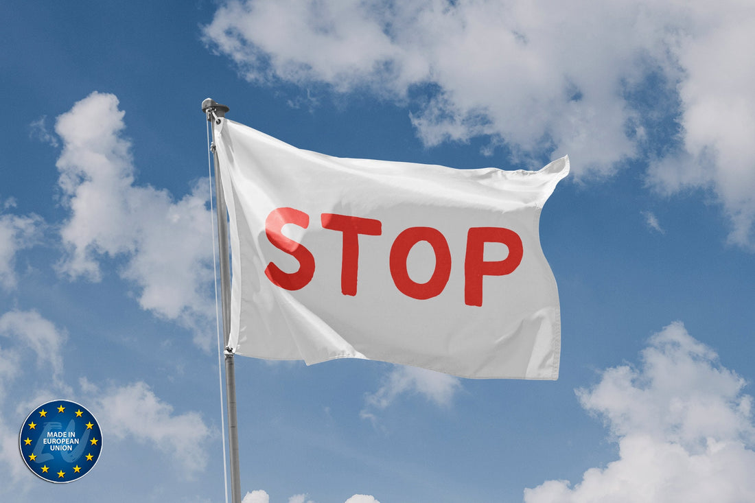 Stop Red On White Flag - Flag Republic