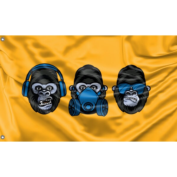 Three Wise Monkeys Modern Edition Flag