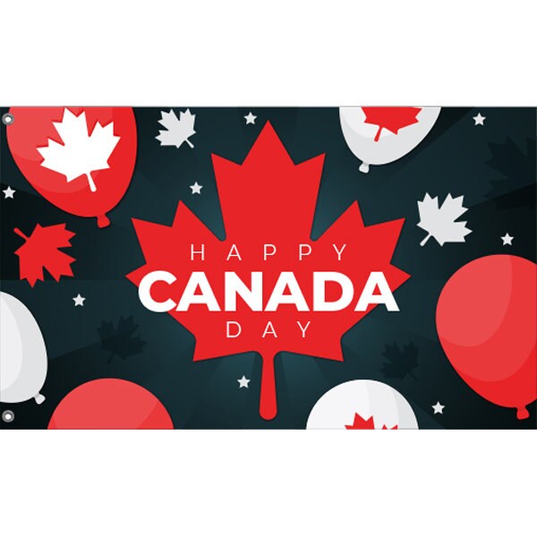 Happy Canada Day Balloons Flag