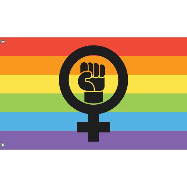 Realistic Feminist LGBT Black Flag - Flag Republic