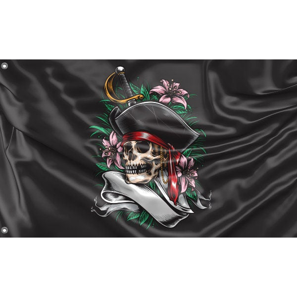 Pirate Flag With Flowers - Flag Republic