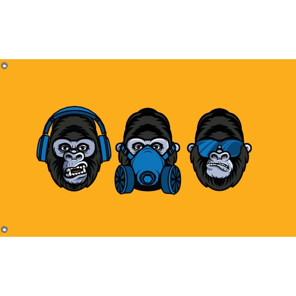 Three Wise Monkeys Modern Edition Flag