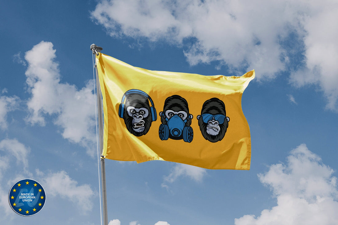 Three Wise Monkeys Modern Edition Flag