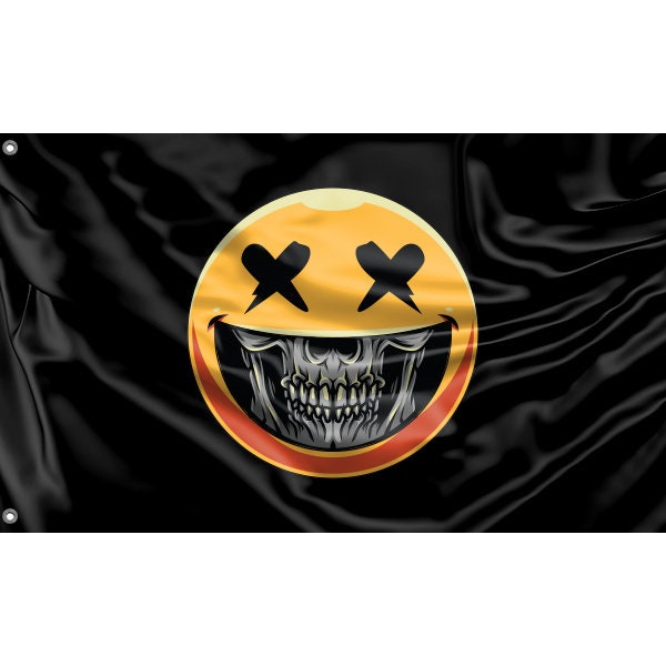 Skull Grin Emoticon Flag - Flag Republic