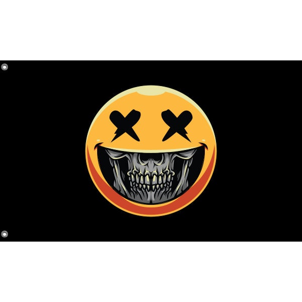 Skull Grin Emoticon Flag - Flag Republic