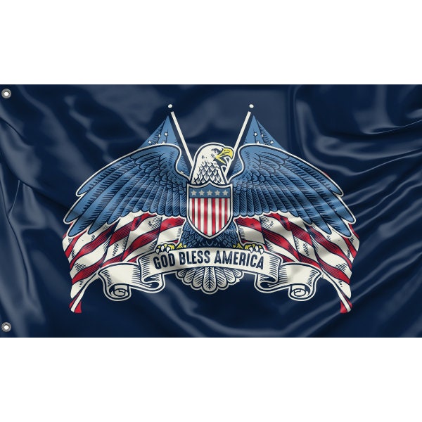 God Bless America Eagle Flag