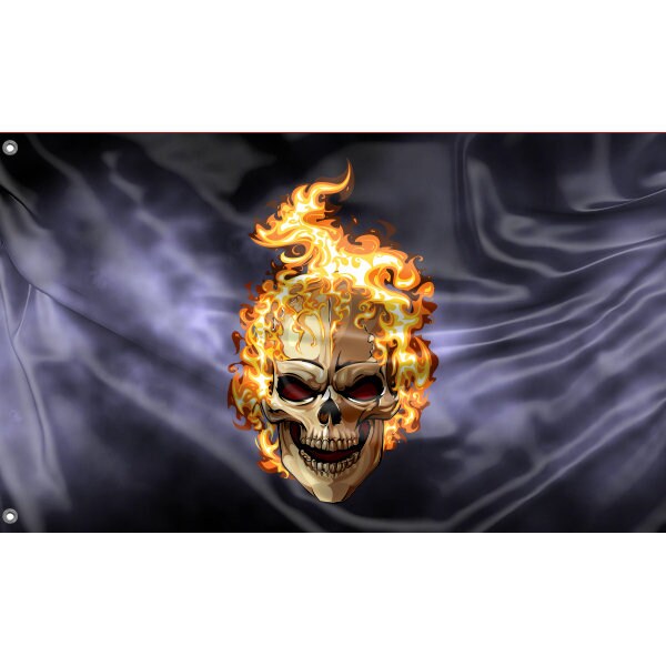 Burning Pirate Skull Flag - Flag Republic