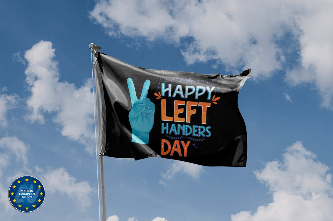 Happy Left Handers Day Flag