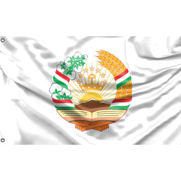 Tajikistan National Emblem Flag