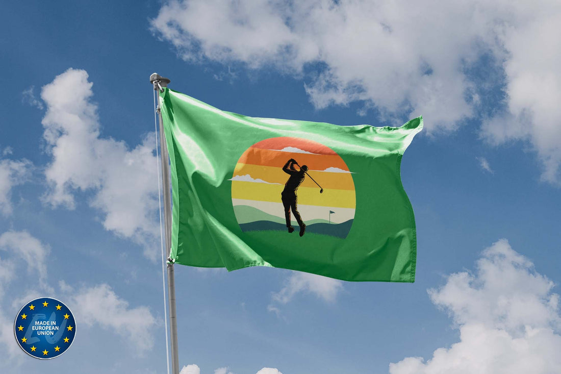 Golf Into The Sunset Flag