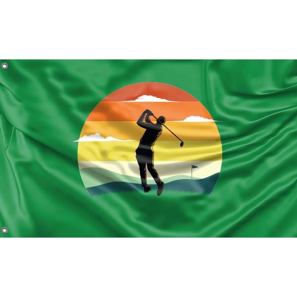 Golf Into The Sunset Flag