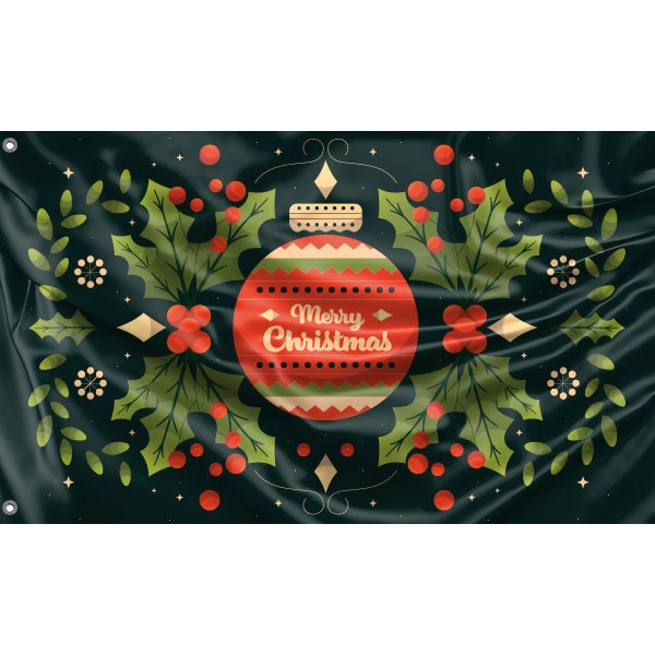 Merry Christmas Illustration Flag