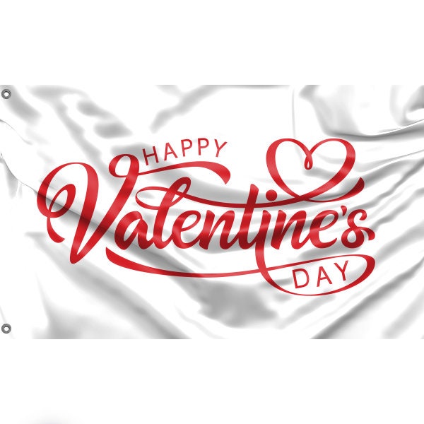 Happy Valentine's Day White Flag - Flag Republic