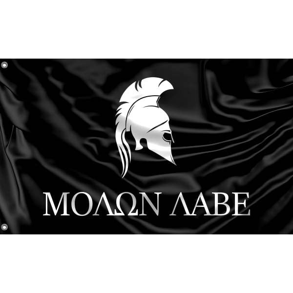 Black Mono Labe Flag with Spartan