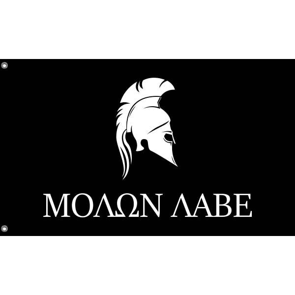 Black Mono Labe Flag with Spartan