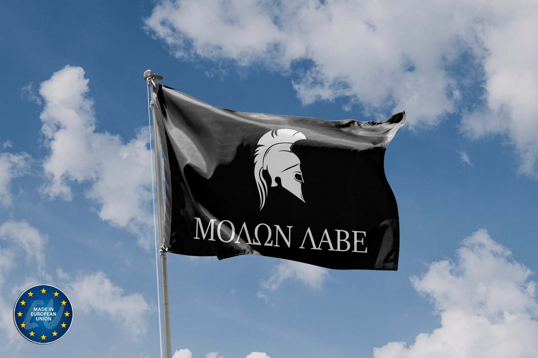 Black Mono Labe Flag with Spartan