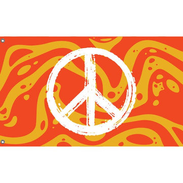 White Color Peace Sign Flag - Flag Republic