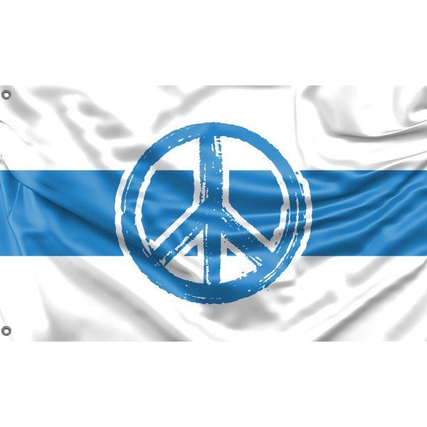 Russian Anti War Protest Flag With Peace Sign