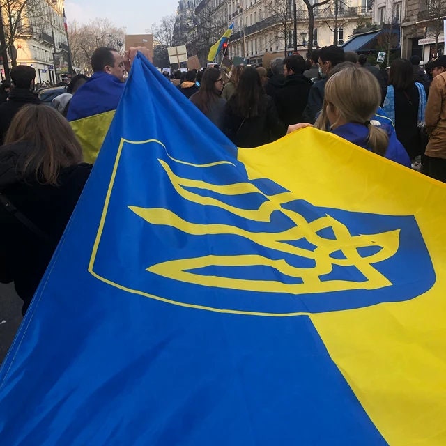 Ukraine Flag with Crest - Flag Republic