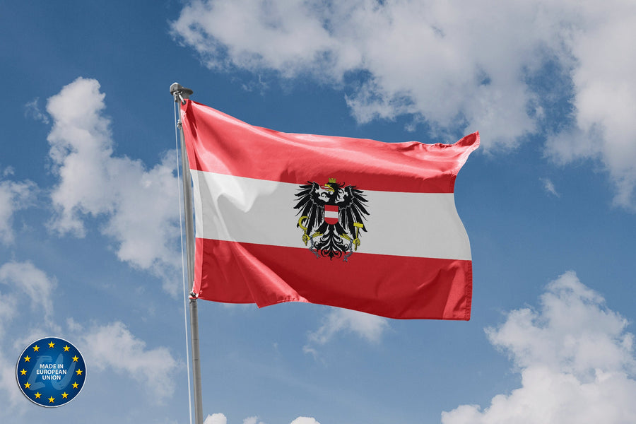 Flag of Austria with Crest - Flag Republic