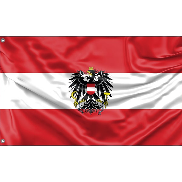 Flag of Austria with Crest - Flag Republic