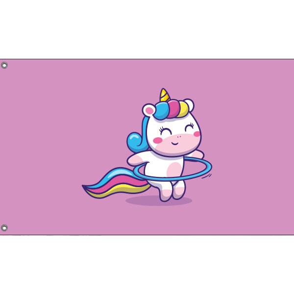 Cute Unicorn in Pink Flag