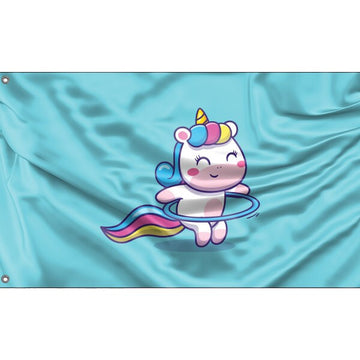 Cute Unicorn in Blue Flag