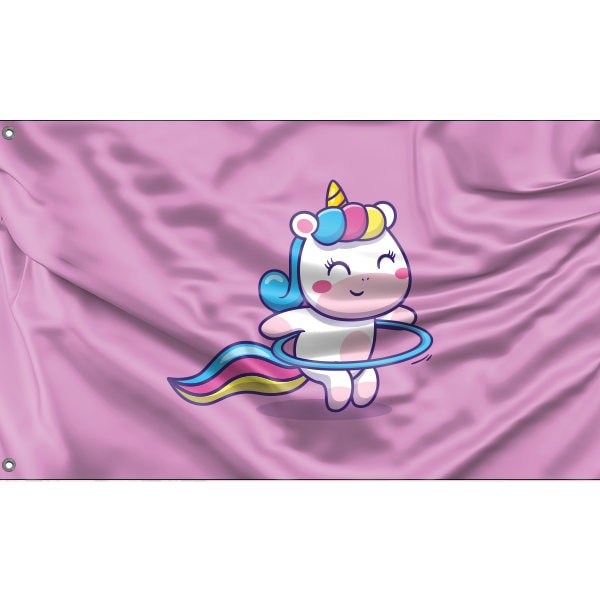 Cute Unicorn in Pink Flag